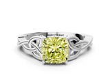 White gold Fancy Yellow Cushion  Solitaire Celtic Knot Engagement Ring with Four-Prong Setting_73