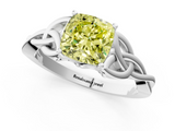 White gold Fancy Yellow Cushion  Solitaire Celtic Knot Engagement Ring with Four-Prong Setting_74