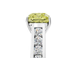 White gold Fancy Yellow Cushion  Solitaire Channel-Set Diamond Engagement Ring with Four-Prong Setting_37