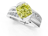 White gold Fancy Yellow Cushion  Solitaire Channel-Set Split Shank Ring with Tension Prong Setting_4