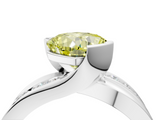 White gold Fancy Yellow Cushion  Solitaire Channel-Set Split Shank Ring with Tension Prong Setting_7