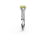 White gold Fancy Yellow Cushion  Solitaire Chevron Pave Diamond Engagement Ring with Six-Prong Setting_5