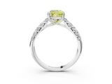 White gold Fancy Yellow Cushion  Solitaire Chevron Pave Diamond Engagement Ring with Six-Prong Setting_6
