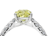 White gold Fancy Yellow Cushion  Solitaire Chevron Pave Diamond Engagement Ring with Six-Prong Setting_7