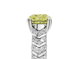 White gold Fancy Yellow Cushion  Solitaire Chevron Pave Diamond Engagement Ring with Six-Prong Setting_8