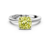 White gold Fancy Yellow Cushion  Solitaire Diamond Engagement Ring with Four-Prong Setting on a Classic Band_3