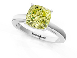 White gold Fancy Yellow Cushion  Solitaire Diamond Engagement Ring with Four-Prong Setting on a Classic Band_4