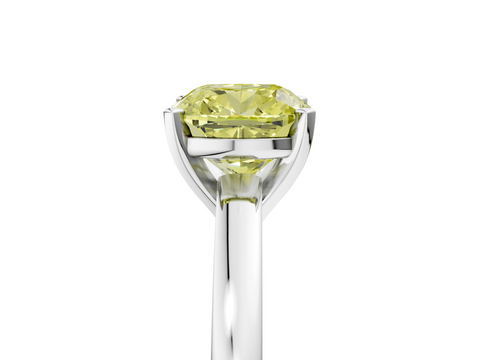 White gold Fancy Yellow Cushion  Solitaire Diamond Engagement Ring with Four-Prong Setting on a Classic Band_8