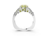 White gold Fancy Yellow Cushion  Solitaire Diamond Engagement Ring with Pave Band and Four-Prong Setting_41