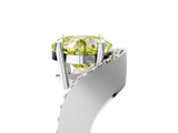 White gold Fancy Yellow Cushion  Solitaire Diamond Engagement Ring with Pave Band and Four-Prong Setting_43