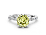 White gold Fancy Yellow Cushion  Solitaire Diamond Engagement Ring with Pave Band and Six-Prong Setting_20