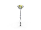 White gold Fancy Yellow Cushion  Solitaire Diamond Engagement Ring with Pave Band and Six-Prong Setting_22