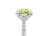 White gold Fancy Yellow Cushion  Solitaire Diamond Engagement Ring with Pave Band and Six-Prong Setting_25