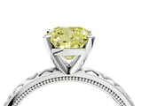 White gold Fancy Yellow Cushion  Solitaire Diamond Engagement Ring with XO Engraved Band and Four-Prong Setting 5