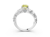 White gold Fancy Yellow Cushion  Solitaire Diamond Leaf Vine Band with Prong Setting_39
