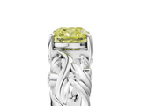 White gold Fancy Yellow Cushion  Solitaire Diamond Leaf Vine Band with Prong Setting_41