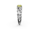 White gold Fancy Yellow Cushion  Solitaire Diamond Leaf Vine Band with Prong Setting_43