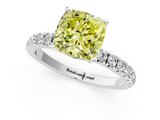 White gold Fancy Yellow Cushion  Solitaire Diamond Pavé Band with Four-Prong Setting_43
