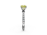 White gold Fancy Yellow Cushion  Solitaire Diamond Pavé Band with Four-Prong Setting_44
