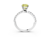 White gold Fancy Yellow Cushion  Solitaire Diamond Pavé Band with Four-Prong Setting_45