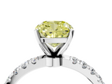 White gold Fancy Yellow Cushion  Solitaire Diamond Pavé Band with Four-Prong Setting_46