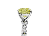 White gold Fancy Yellow Cushion  Solitaire Diamond Pavé Band with Four-Prong Setting_47