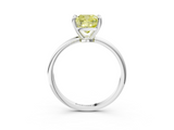 White gold Fancy Yellow Cushion  Solitaire Diamond Ring with 4-Prong Setting on a Classic Band_6