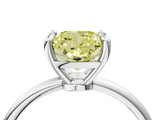 White gold Fancy Yellow Cushion  Solitaire Diamond Ring with 4-Prong Setting on a Classic Band_7