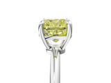 White gold Fancy Yellow Cushion  Solitaire Diamond Ring with 4-Prong Setting on a Classic Band_8