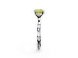 White gold Fancy Yellow Cushion  Solitaire Diamond Ring with Bamboo Band and Four-Prong Setting_70
