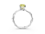 White gold Fancy Yellow Cushion  Solitaire Diamond Ring with Bamboo Band and Four-Prong Setting_71