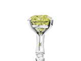 White gold Fancy Yellow Cushion  Solitaire Diamond Ring with Bamboo Band and Four-Prong Setting_73