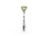 White gold Fancy Yellow Cushion  Solitaire Diamond Ring with Bezel Set Side Stones and Prong Setting_5