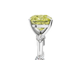White gold Fancy Yellow Cushion  Solitaire Diamond Ring with Bezel Set Side Stones and Prong Setting_8