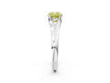 White gold Fancy Yellow Cushion  Solitaire Diamond Ring with Cathedral Band and Four-Prong Setting_68
