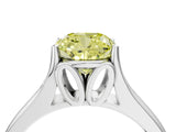 White gold Fancy Yellow Cushion  Solitaire Diamond Ring with Cathedral Band and Four-Prong Setting_69