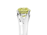 White gold Fancy Yellow Cushion  Solitaire Diamond Ring with Cathedral Band and Four-Prong Setting_71