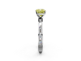 White gold Fancy Yellow Cushion  Solitaire Diamond Ring with Channel-Set Baguette Band and Four-Prong Setting_65
