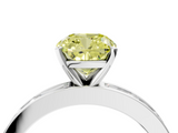 White gold Fancy Yellow Cushion  Solitaire Diamond Ring with Channel-Set Baguette Band and Four-Prong Setting_66