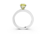 White gold Fancy Yellow Cushion  Solitaire Diamond Ring with Channel-Set Baguette Band and Four-Prong Setting_66