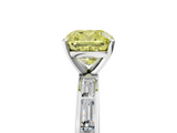 White gold Fancy Yellow Cushion  Solitaire Diamond Ring with Channel-Set Baguette Band and Four-Prong Setting_68