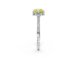 White gold Fancy Yellow Cushion  Solitaire Diamond Ring with Channel Set Band and Bezel Prong Setting_70