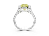 White gold Fancy Yellow Cushion  Solitaire Diamond Ring with Channel Set Band and Bezel Prong Setting_71