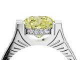 White gold Fancy Yellow Cushion  Solitaire Diamond Ring with Channel Set Band and Bezel Prong Setting_72