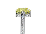 White gold Fancy Yellow Cushion  Solitaire Diamond Ring with Channel Set Band and Bezel Prong Setting_73