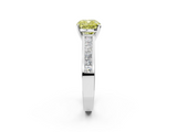 White gold Fancy Yellow Cushion  Solitaire Diamond Ring with Channel-Set Band and Four-Prong Setting_5