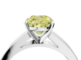 White gold Fancy Yellow Cushion  Solitaire Diamond Ring with Channel-Set Band and Four-Prong Setting_7