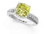 White gold Fancy Yellow Cushion  Solitaire Diamond Ring with Channel Set Band and Six-Prong Setting_49