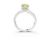 White gold Fancy Yellow Cushion  Solitaire Diamond Ring with Channel Set Band and Six-Prong Setting_51