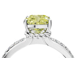 White gold Fancy Yellow Cushion  Solitaire Diamond Ring with Channel Set Band and Six-Prong Setting_52